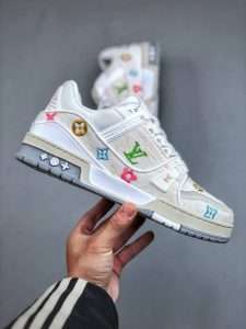 Louis Vuitton White Denim Embroidered Trainer