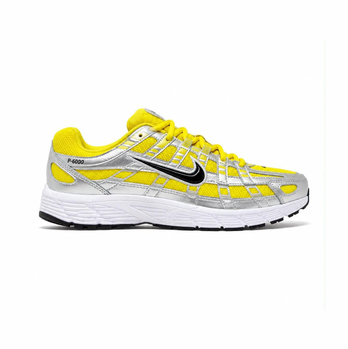Nike P-6000 " metallic silver with yellow mesh"